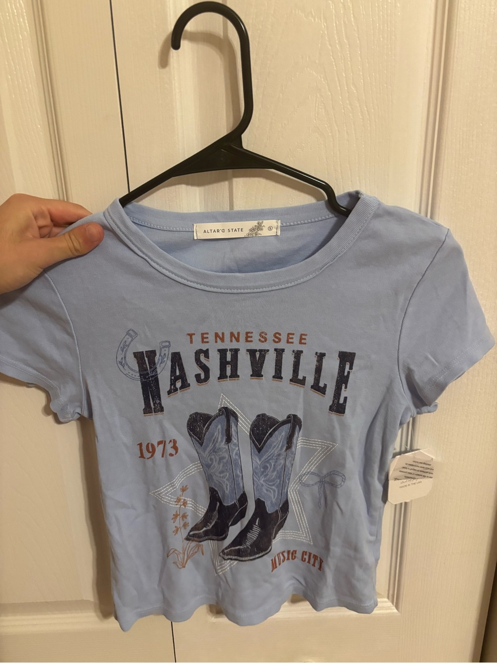 Altar'd State Nashville Graphic Tee - Light Blue women’s small